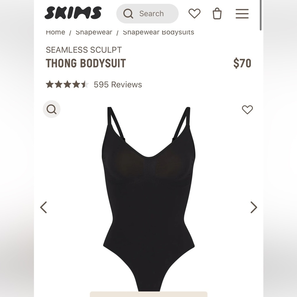 Skims Black Thong Seamless Sculpt Bodysuit